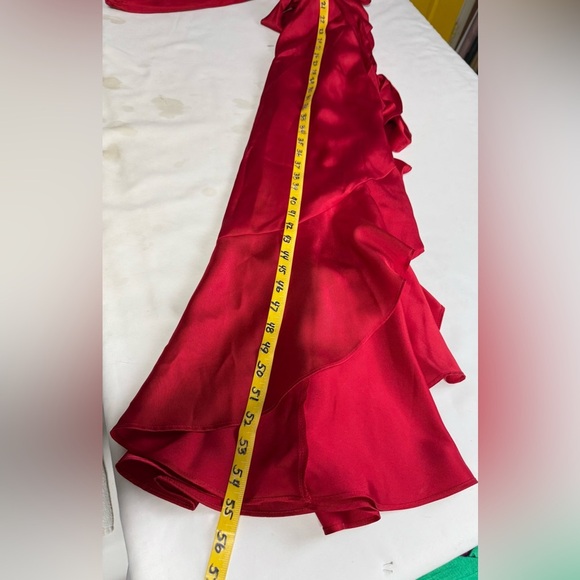 INC International Concepts Cranberry red surplice ruffle hem midi dress size M - Picture 16 of 16